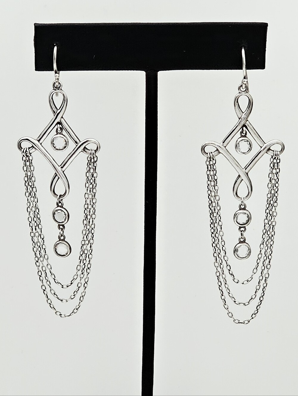 Silpada Sterling Silver Cubic Zirconia Cleoptra Chandelier Chain Earrings W2367